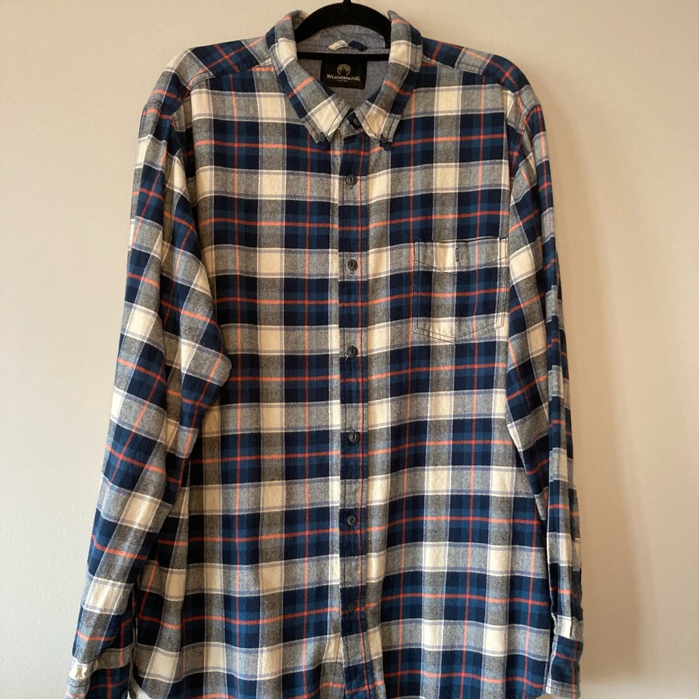 Weatherproof Plaid XXL TTG Button Down Long Sleeve Shirt 100% Cotton.